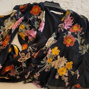 Astr Black Blouse with Vibrant Floral Design